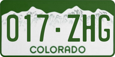CO license plate 017ZHG