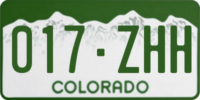 CO license plate 017ZHH