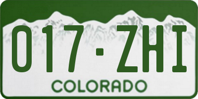 CO license plate 017ZHI