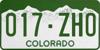 CO license plate 017ZHO