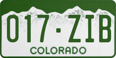 CO license plate 017ZIB