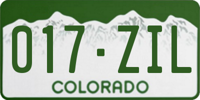 CO license plate 017ZIL