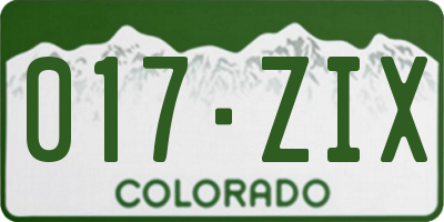 CO license plate 017ZIX