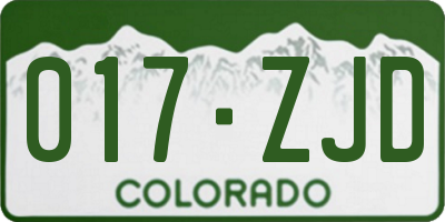 CO license plate 017ZJD