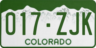 CO license plate 017ZJK