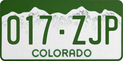 CO license plate 017ZJP