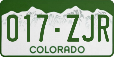 CO license plate 017ZJR