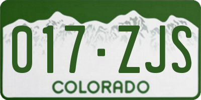 CO license plate 017ZJS