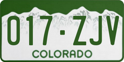 CO license plate 017ZJV