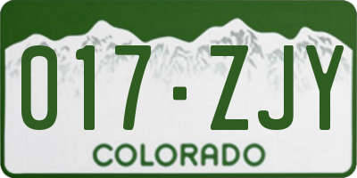 CO license plate 017ZJY