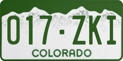 CO license plate 017ZKI