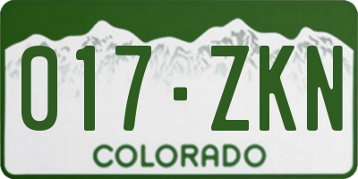 CO license plate 017ZKN