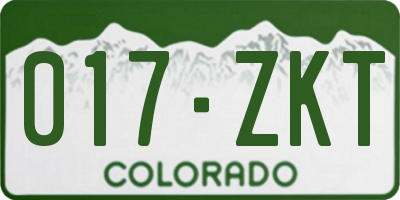 CO license plate 017ZKT