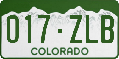 CO license plate 017ZLB