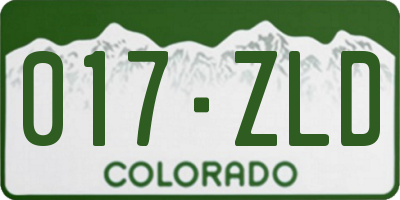 CO license plate 017ZLD