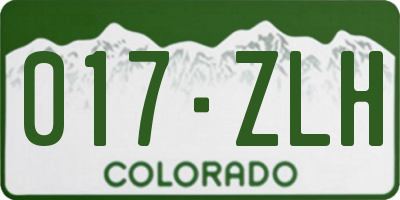 CO license plate 017ZLH