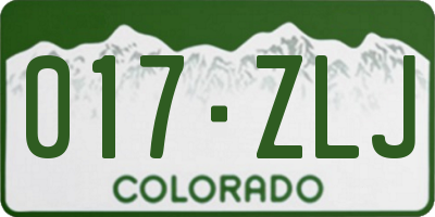 CO license plate 017ZLJ