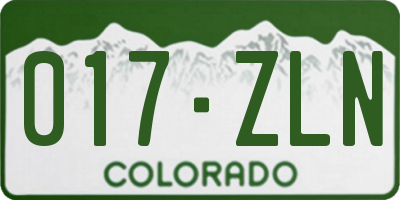 CO license plate 017ZLN