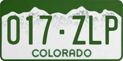CO license plate 017ZLP