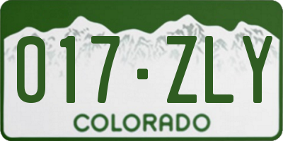 CO license plate 017ZLY