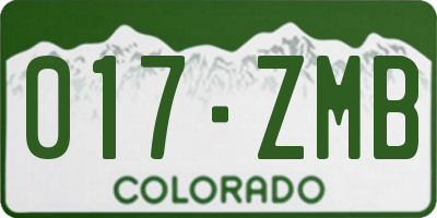 CO license plate 017ZMB
