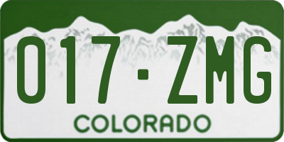 CO license plate 017ZMG