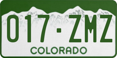 CO license plate 017ZMZ