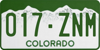 CO license plate 017ZNM