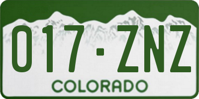 CO license plate 017ZNZ