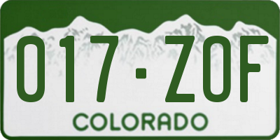 CO license plate 017ZOF