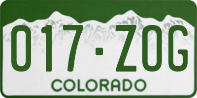 CO license plate 017ZOG