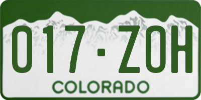 CO license plate 017ZOH