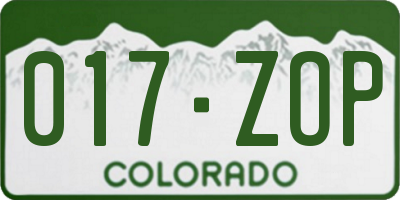 CO license plate 017ZOP