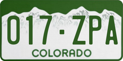 CO license plate 017ZPA