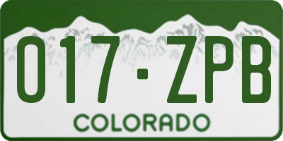 CO license plate 017ZPB