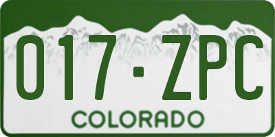 CO license plate 017ZPC