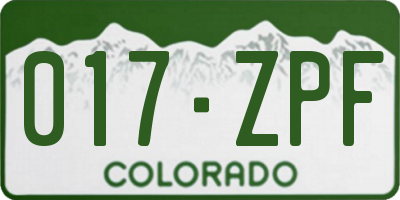 CO license plate 017ZPF