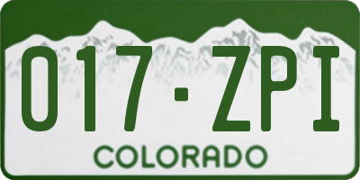 CO license plate 017ZPI