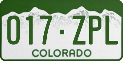 CO license plate 017ZPL