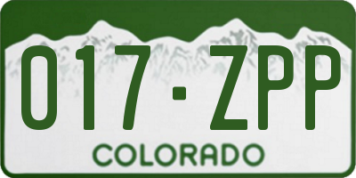 CO license plate 017ZPP