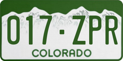 CO license plate 017ZPR
