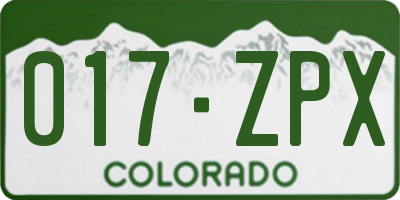 CO license plate 017ZPX