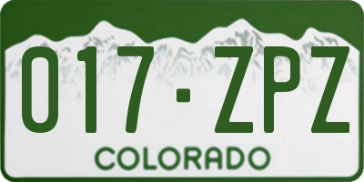 CO license plate 017ZPZ