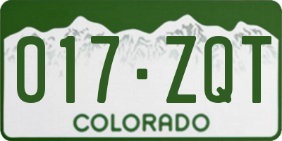 CO license plate 017ZQT
