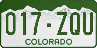 CO license plate 017ZQU