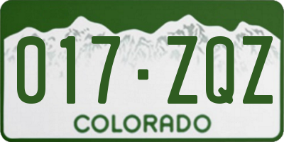 CO license plate 017ZQZ