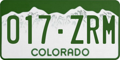 CO license plate 017ZRM