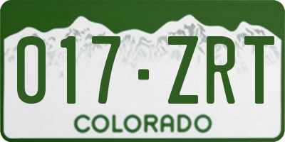 CO license plate 017ZRT