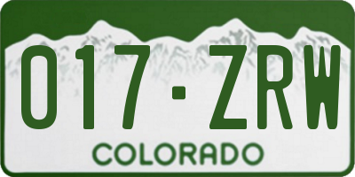 CO license plate 017ZRW