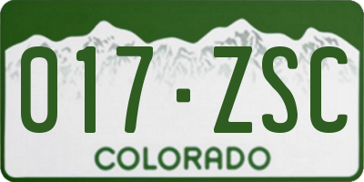 CO license plate 017ZSC